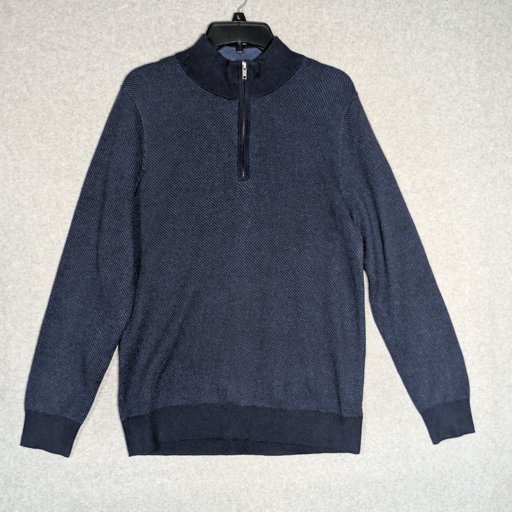 Goodfellow & Co Quarter Zip Pullover Mens Small Blue Preppy‎ Textured Knit